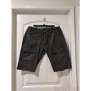 KITE 100% Cotton Cargo Shorts Gray Raw Hem Drawstring Men’s Size 38  (34”Waist)